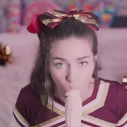 Cheerleader dildo wants your cock