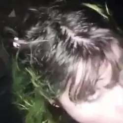 Goth gags on long dick outdoors