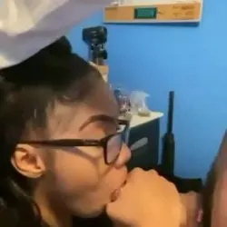 Glasses ebony sucking big dick