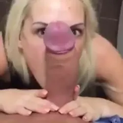 Blonde sucks a BIG DICK!