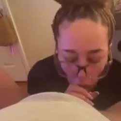 Sloppy ebony glasses blowjob