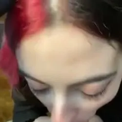 Goth slut sucking dick as usual.
