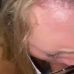 Daddy’s girl in glasses sucks my cock